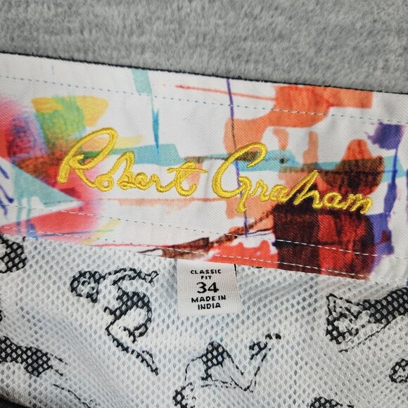 Robert Graham Men's Size 34 Multi Color Stripes Drawstring Swim Trunks - Picture 3 of 10